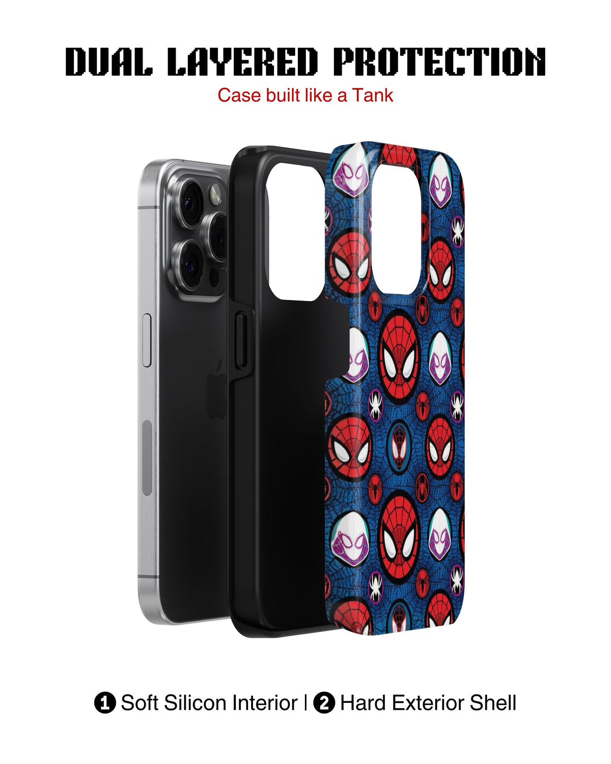 iPhone 14 Pro Tank Case | Superhero (Spider Icons)