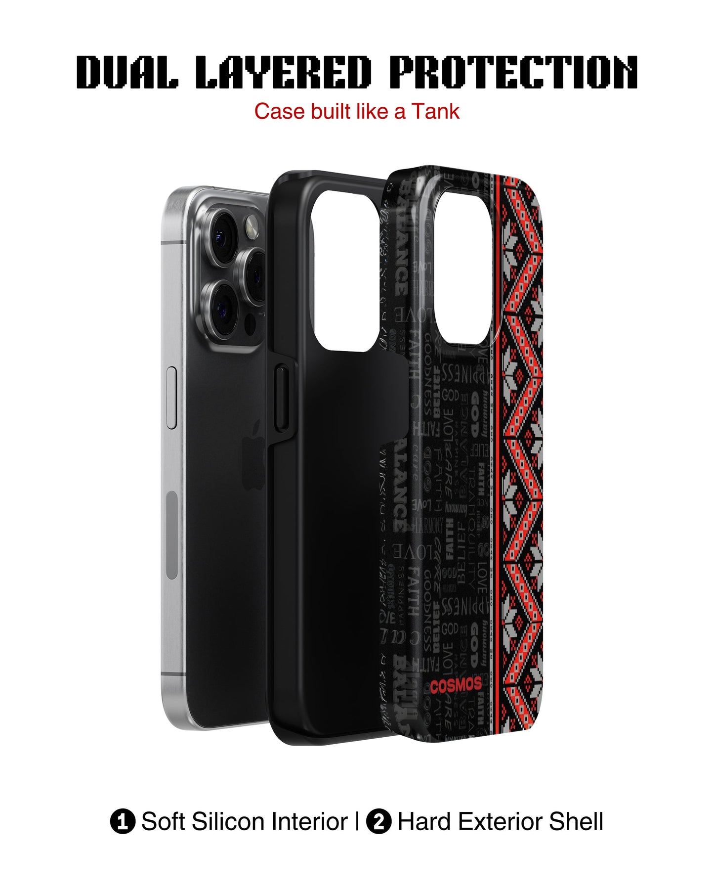 iPhone 16 Pro Tank Case | Textures (Tribal Noir)