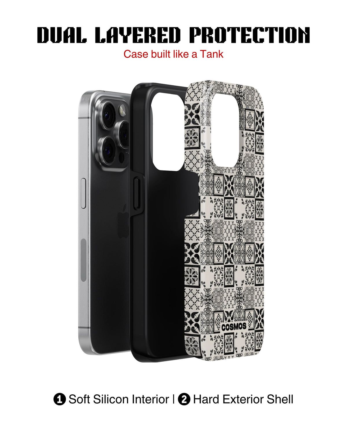 iPhone 14 Pro Tank Case | Textures (Vintage Mosaic)