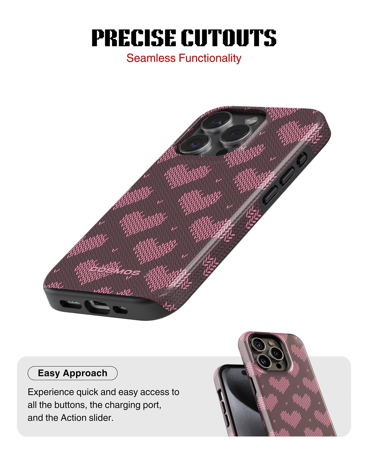 iPhone 17 Pro Max Tank Case | Textures (Blush Hearts)