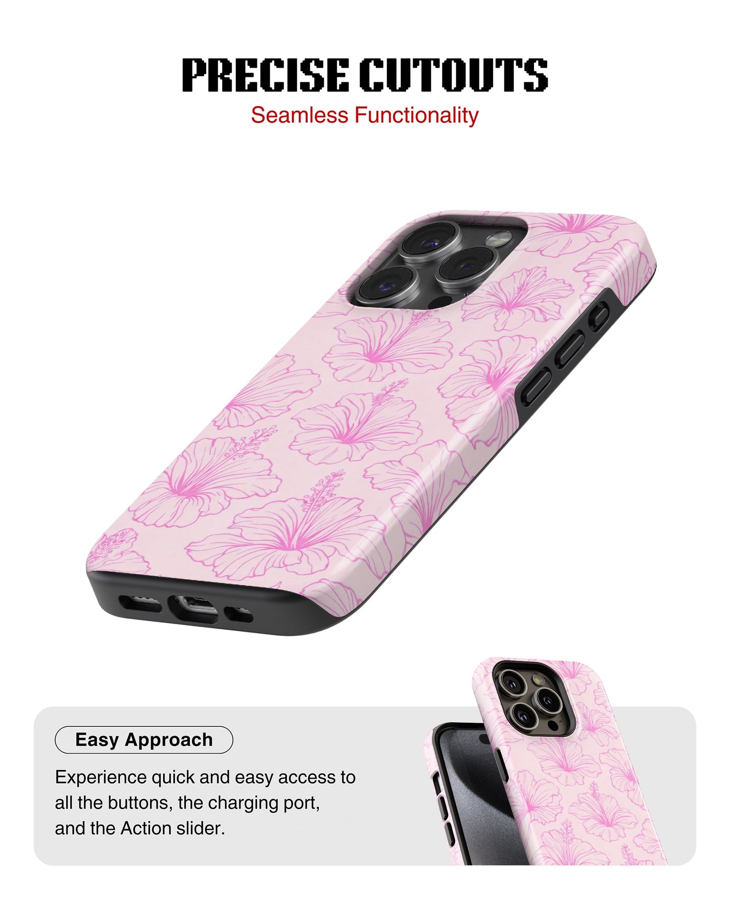 iPhone 12 Pro Tank Case | Girls Aesthetics (Blush Hibiscus)