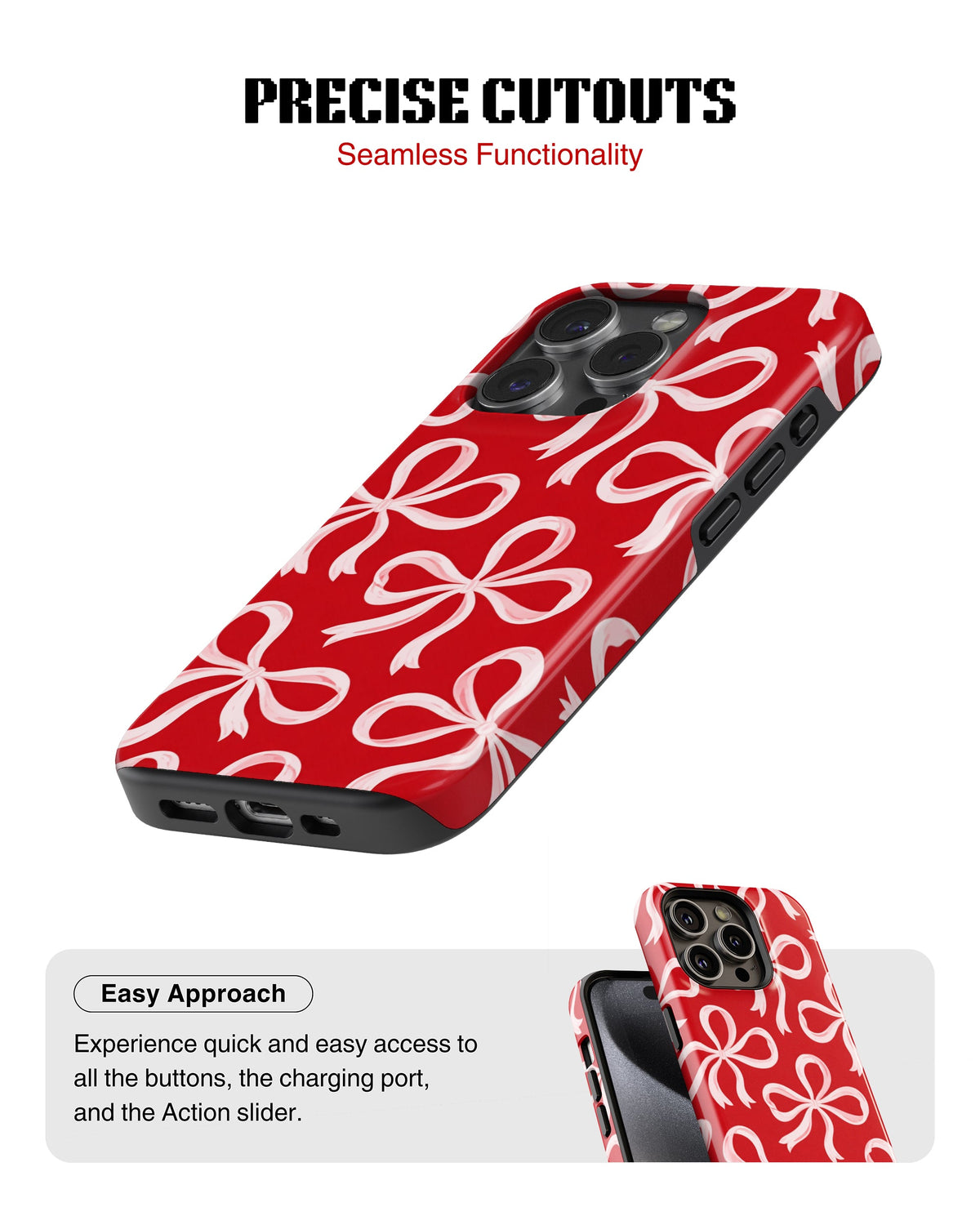 iPhone 13 Pro Max Tank Case | Girls Aesthetics (Crimson Bows)