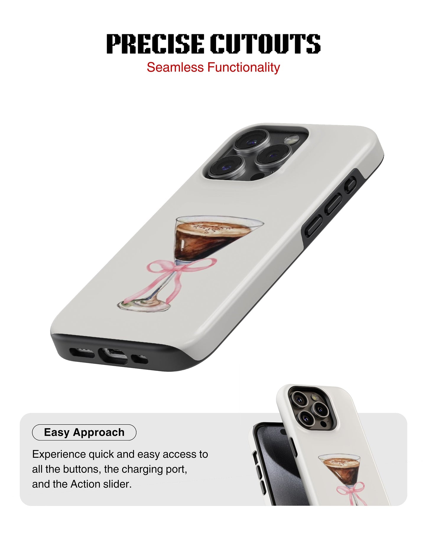 iPhone 14 Pro Max Tank Case | Girls Aesthetics (Espresso Bow)