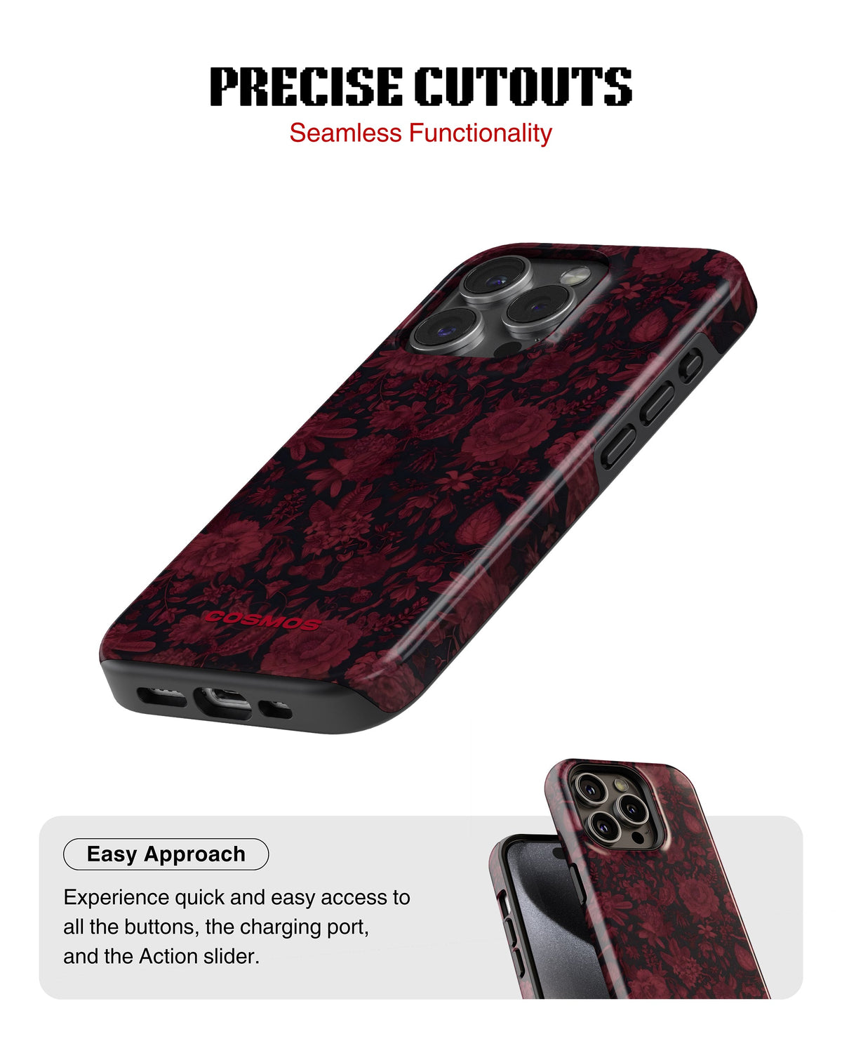 iPhone 13 Pro Max Tank Case | Textures (Midnight Rose)