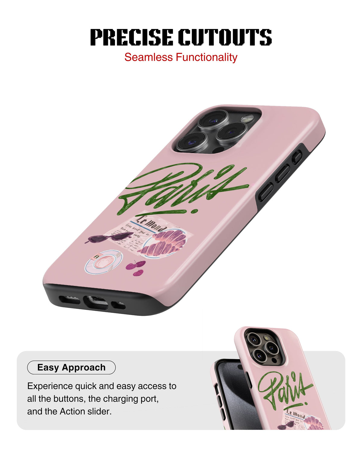 iPhone 14 Pro Tank Case | Girls Aesthetics (Paris Pink)