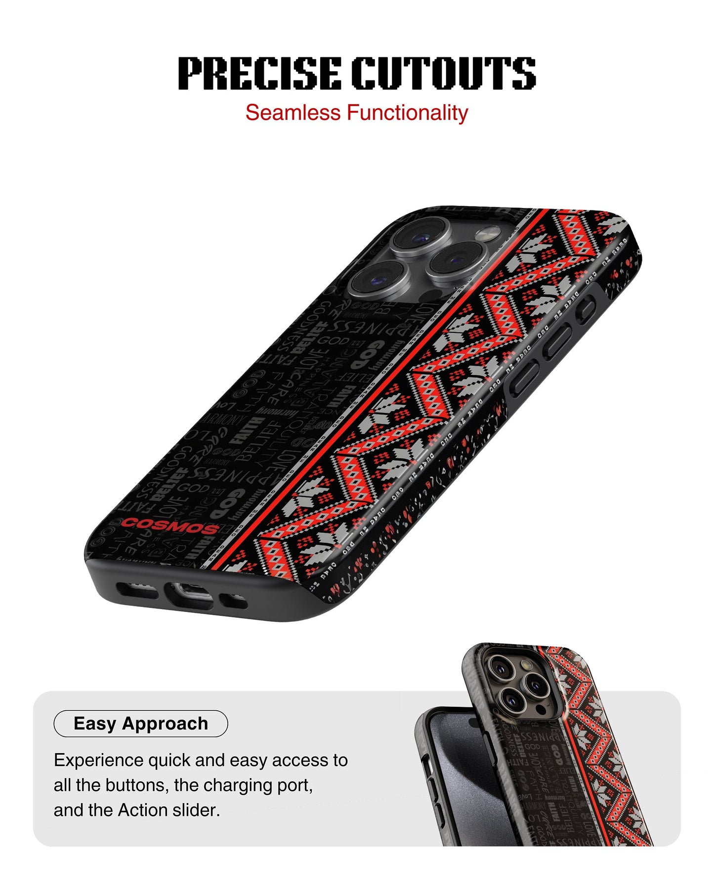 iPhone 16 Pro Max Tank Case | Textures (Tribal Noir)