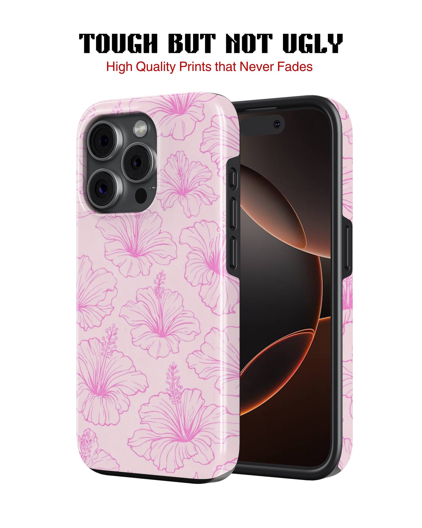 iPhone 13 Pro Max Tank Case | Girls Aesthetics (Blush Hibiscus)