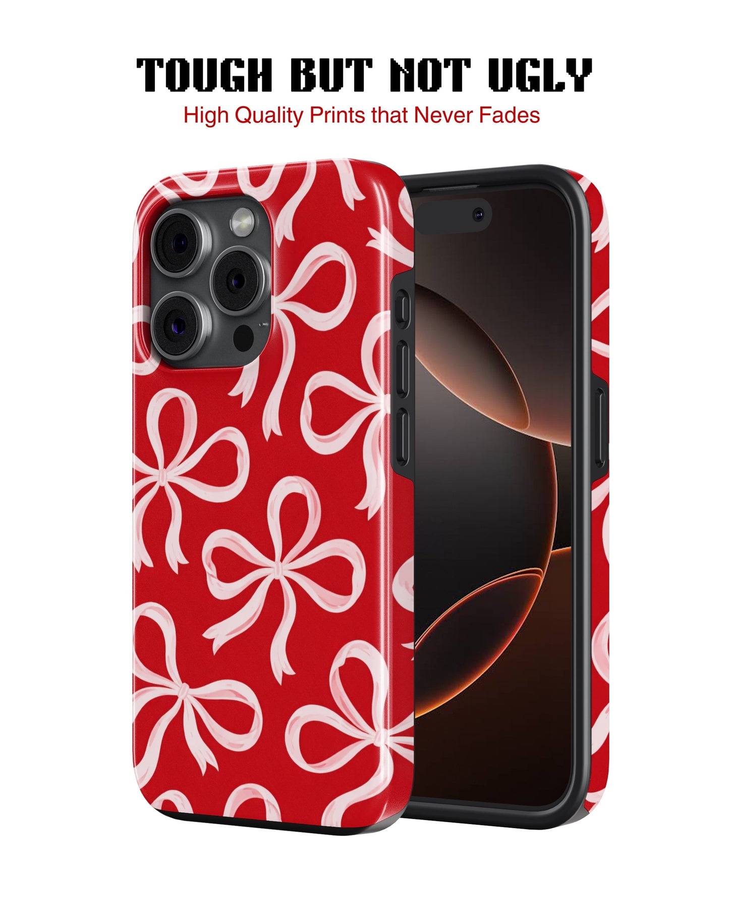 iPhone 12 Pro Max Tank Case | Girls Aesthetics (Crimson Bows)