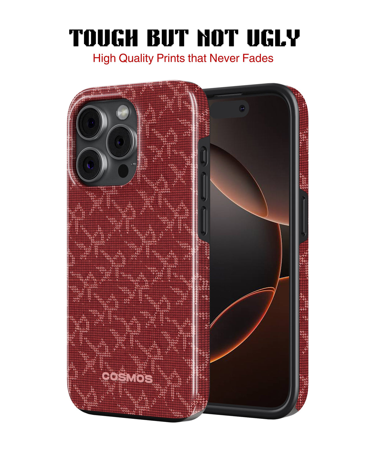 iPhone 14 Pro Tank Case | Textures (Crimson Knit)
