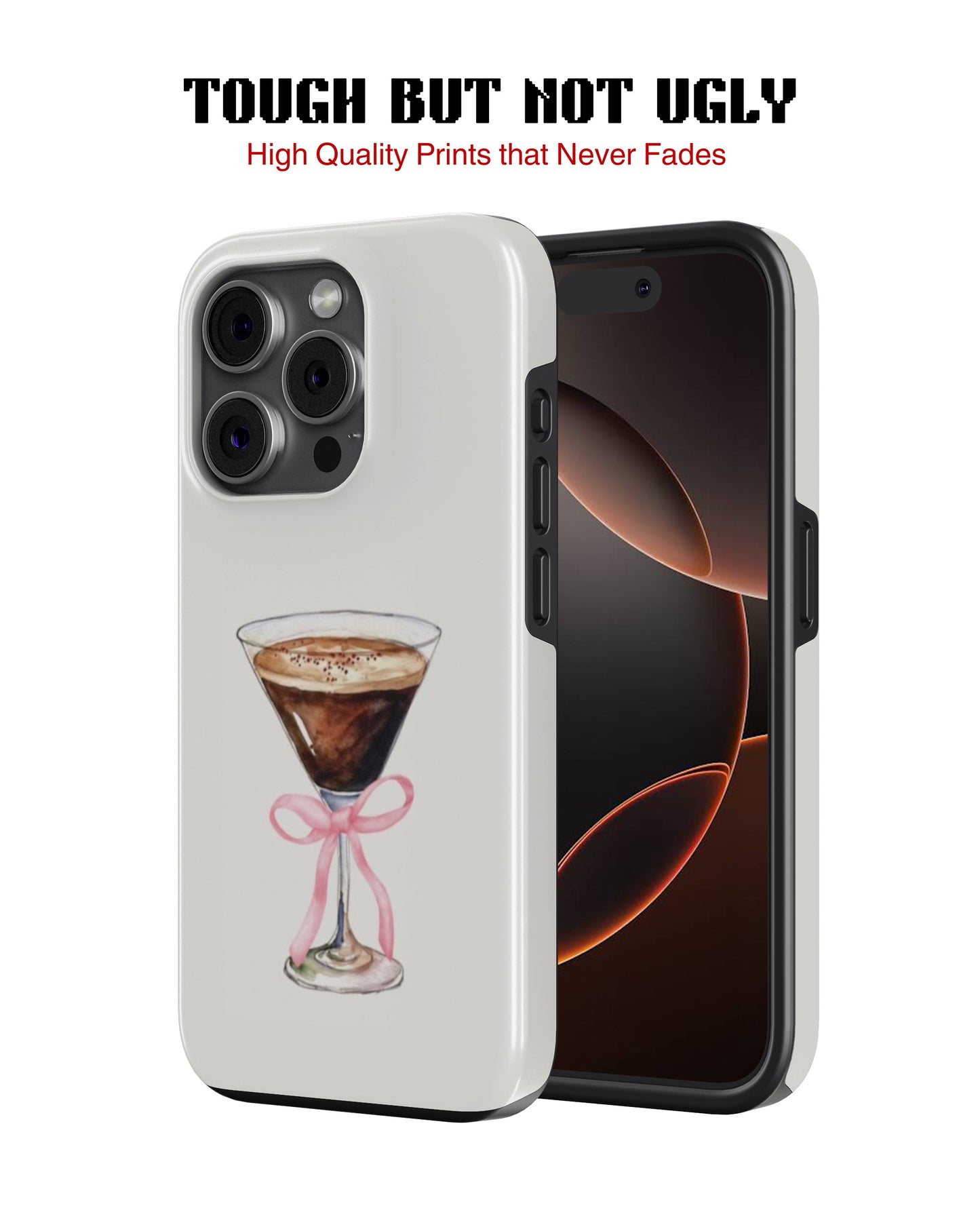 iPhone 14 Pro Max Tank Case | Girls Aesthetics (Espresso Bow)