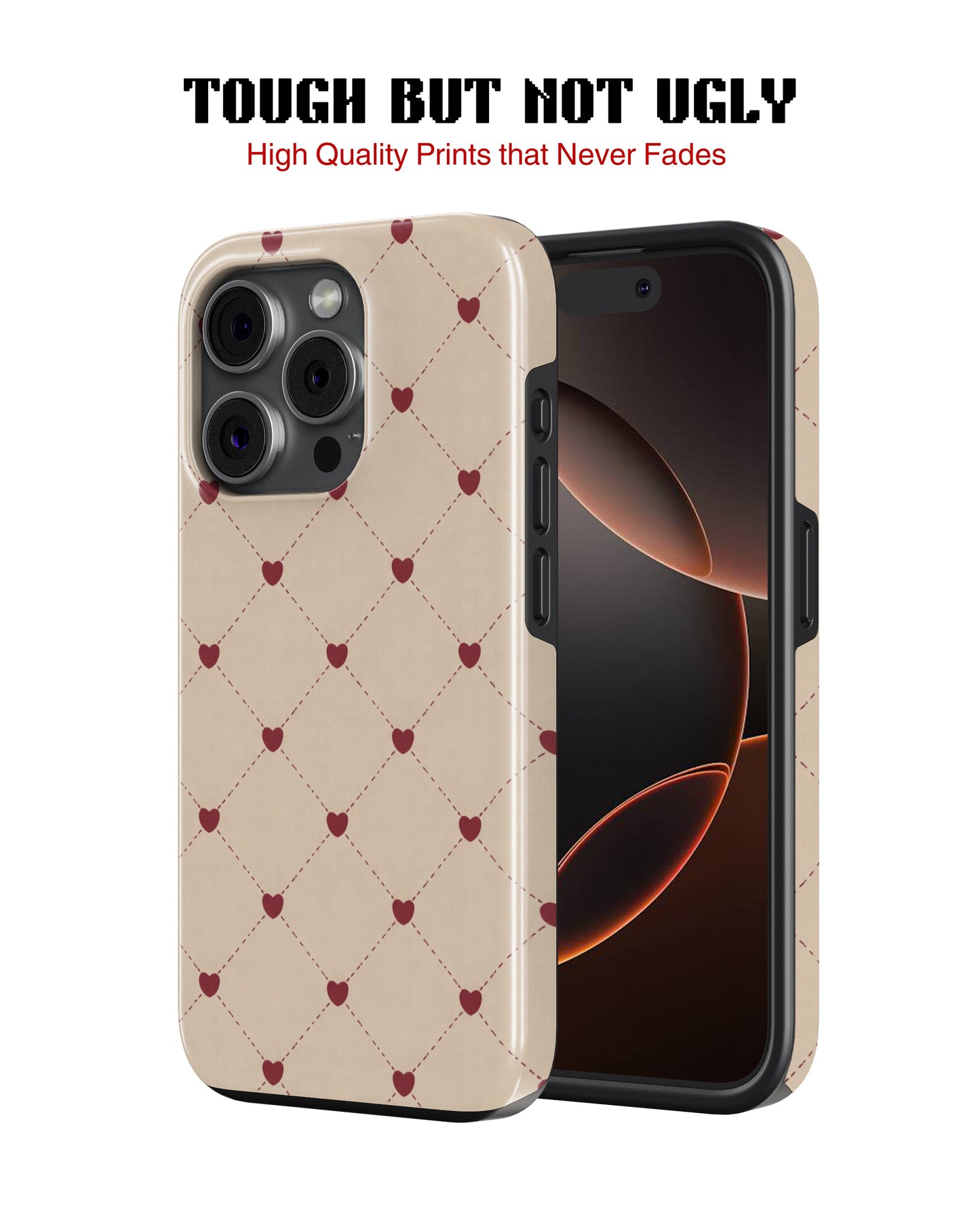 iPhone 16 Pro Max Tank Case | Girls Aesthetics (Heart Lattice)