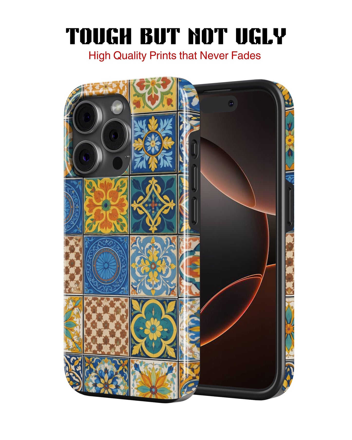 iPhone 16 Pro Tank Case | Girls Aesthetics (Moroccan Tiles)