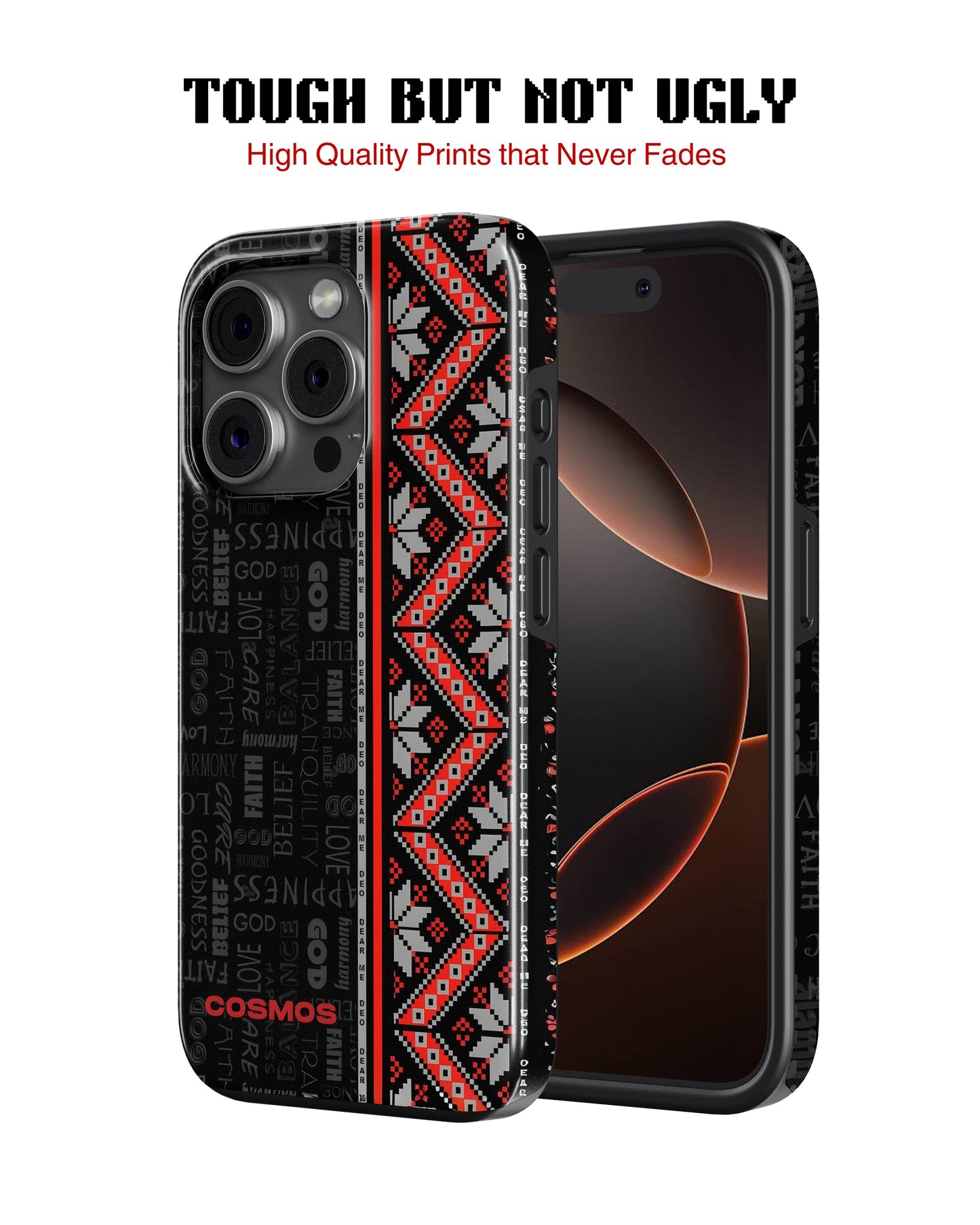 iPhone 16 Pro Max Tank Case | Textures (Tribal Noir)