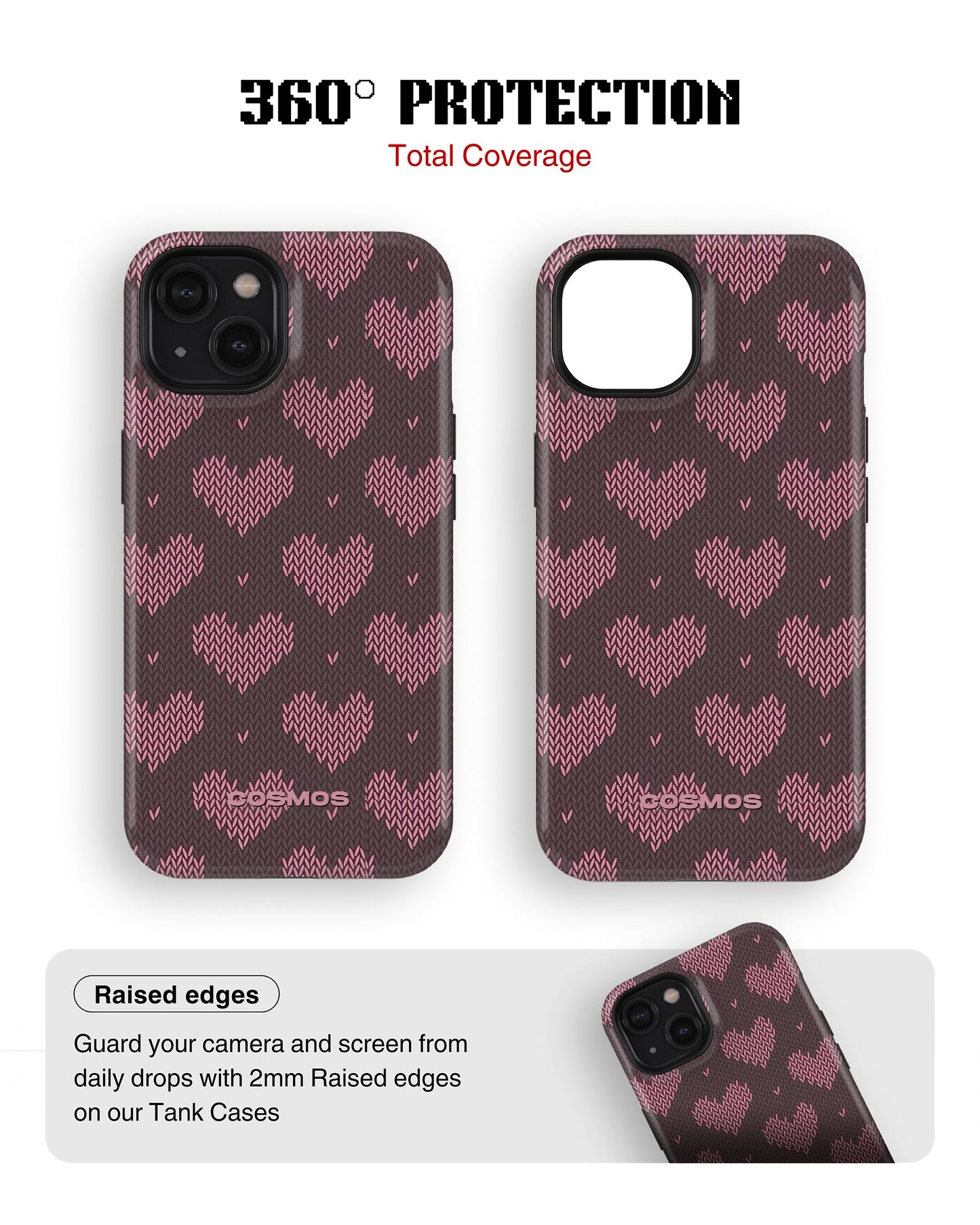 iPhone 14 Tank Case | Textures (Blush Hearts)