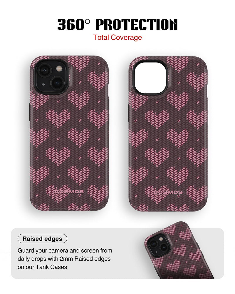 iPhone 15 Plus Tank Case | Textures (Blush Hearts)