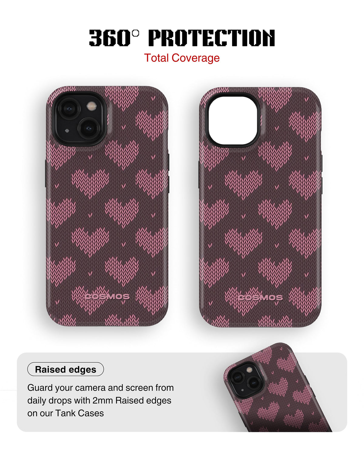 iPhone 14 Plus Tank Case | Textures (Blush Hearts)