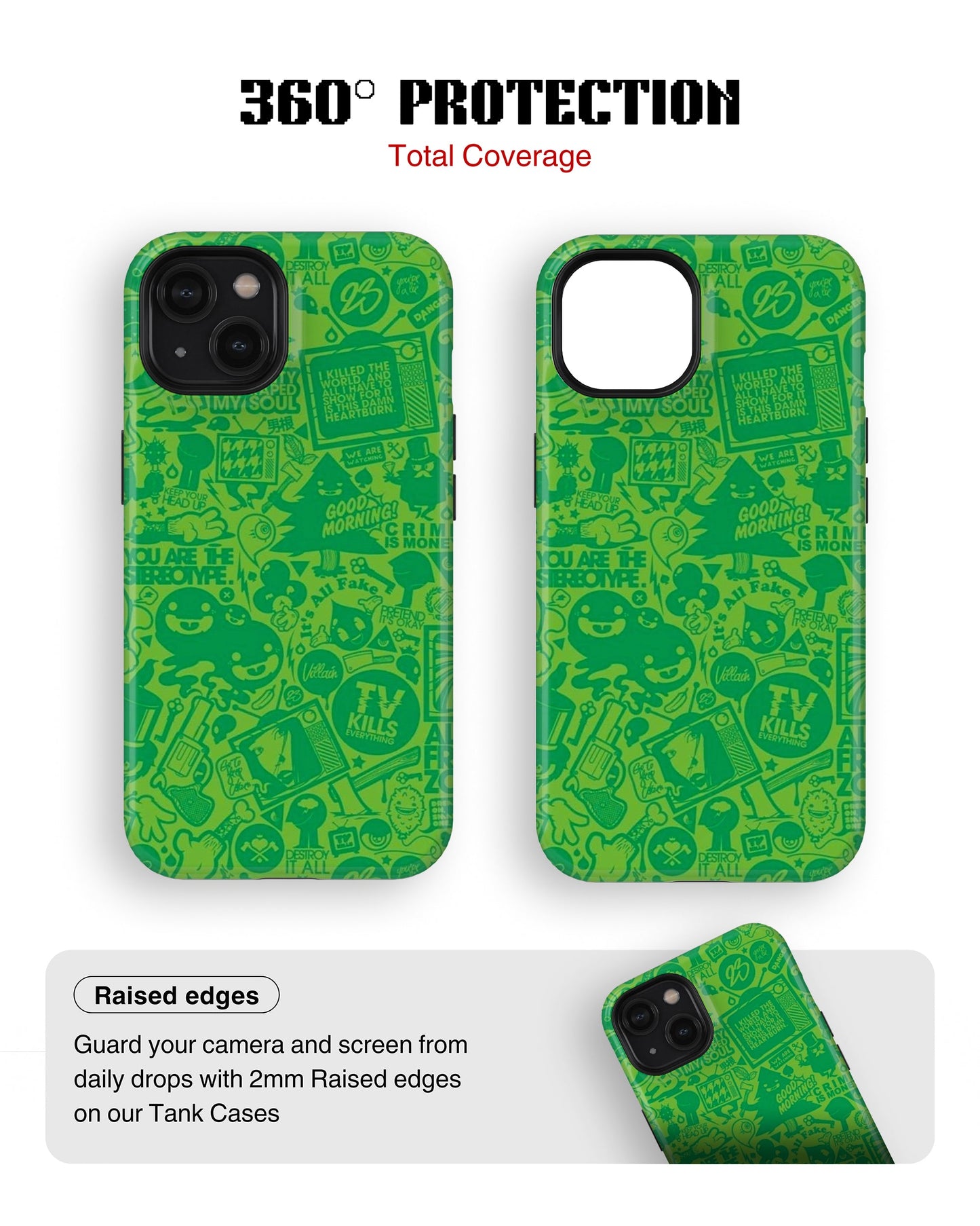iPhone 15 Tank Case | Modernism (Green Chaos)