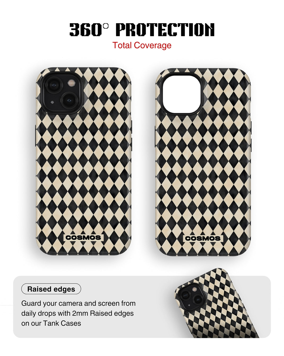 iPhone 15 Plus Tank Case | Textures (Harlequin Ivory)