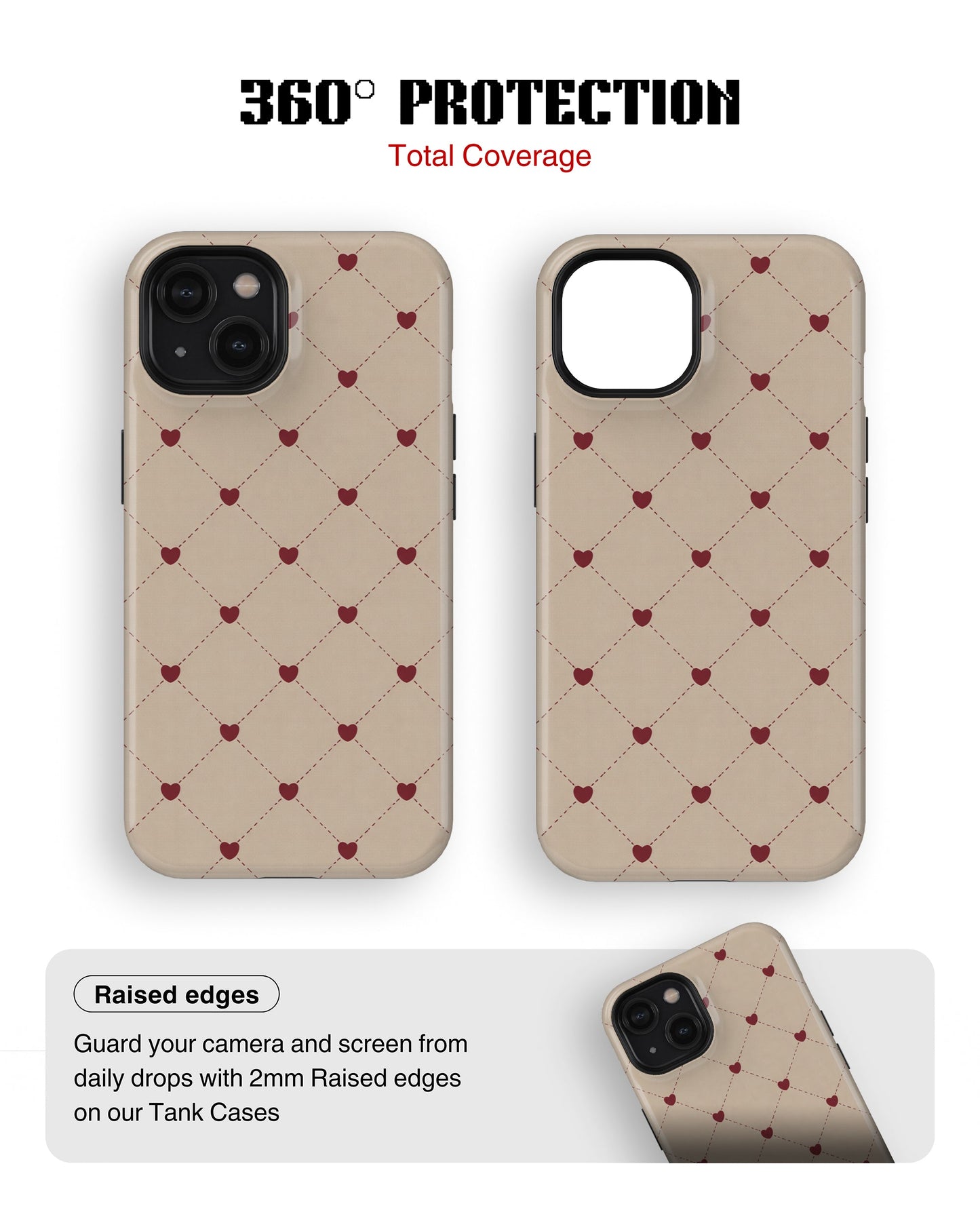 iPhone 15 Plus Tank Case | Girls Aesthetics (Heart Lattice)