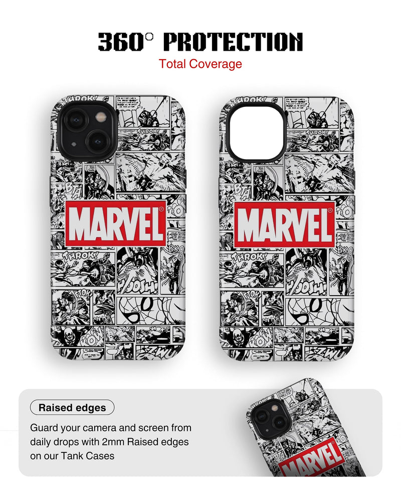 iPhone 15 Plus Tank Case | Superhero (Marvel Grid)