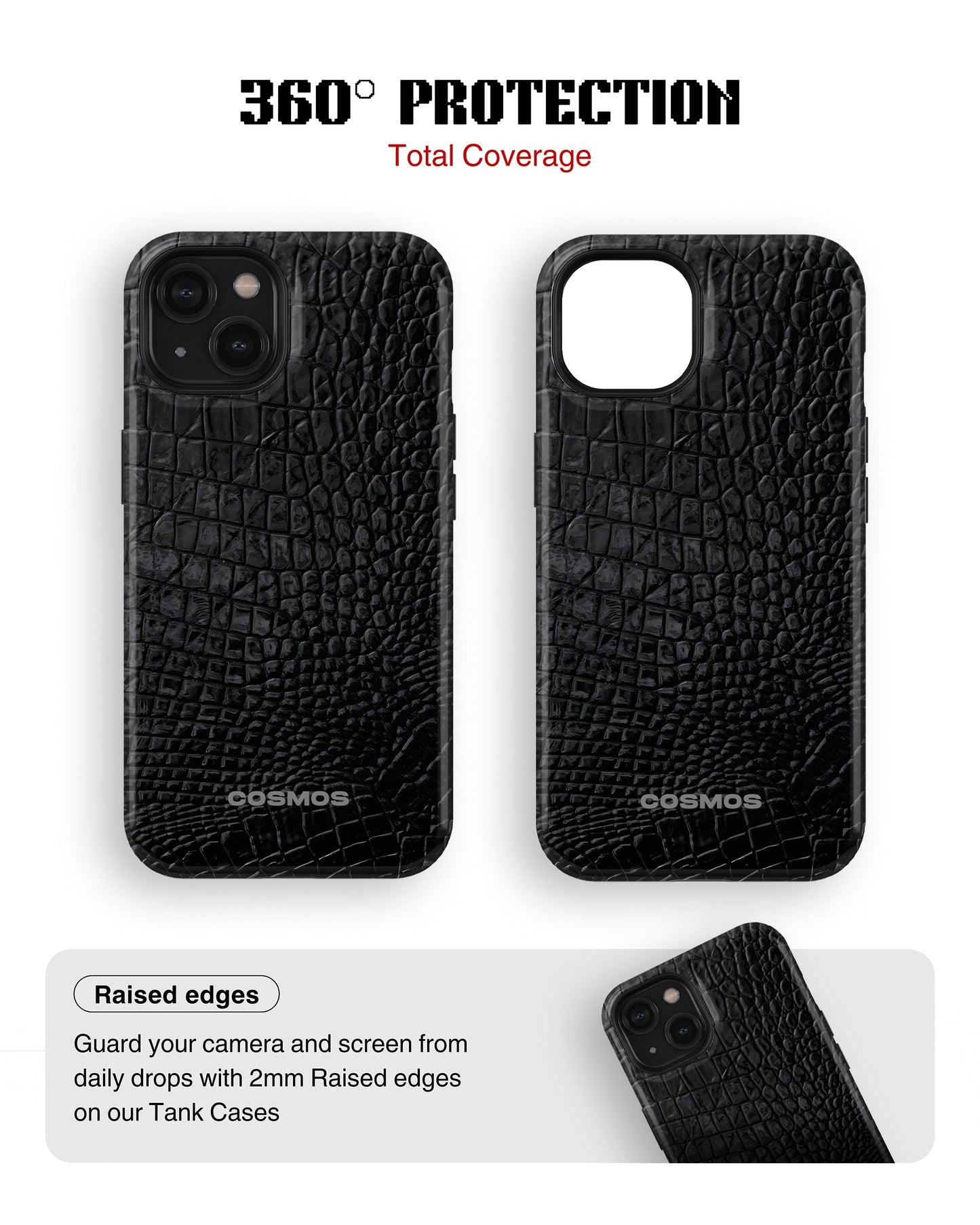 iPhone 14 Tank Case | Textures (Obsidian Croc)