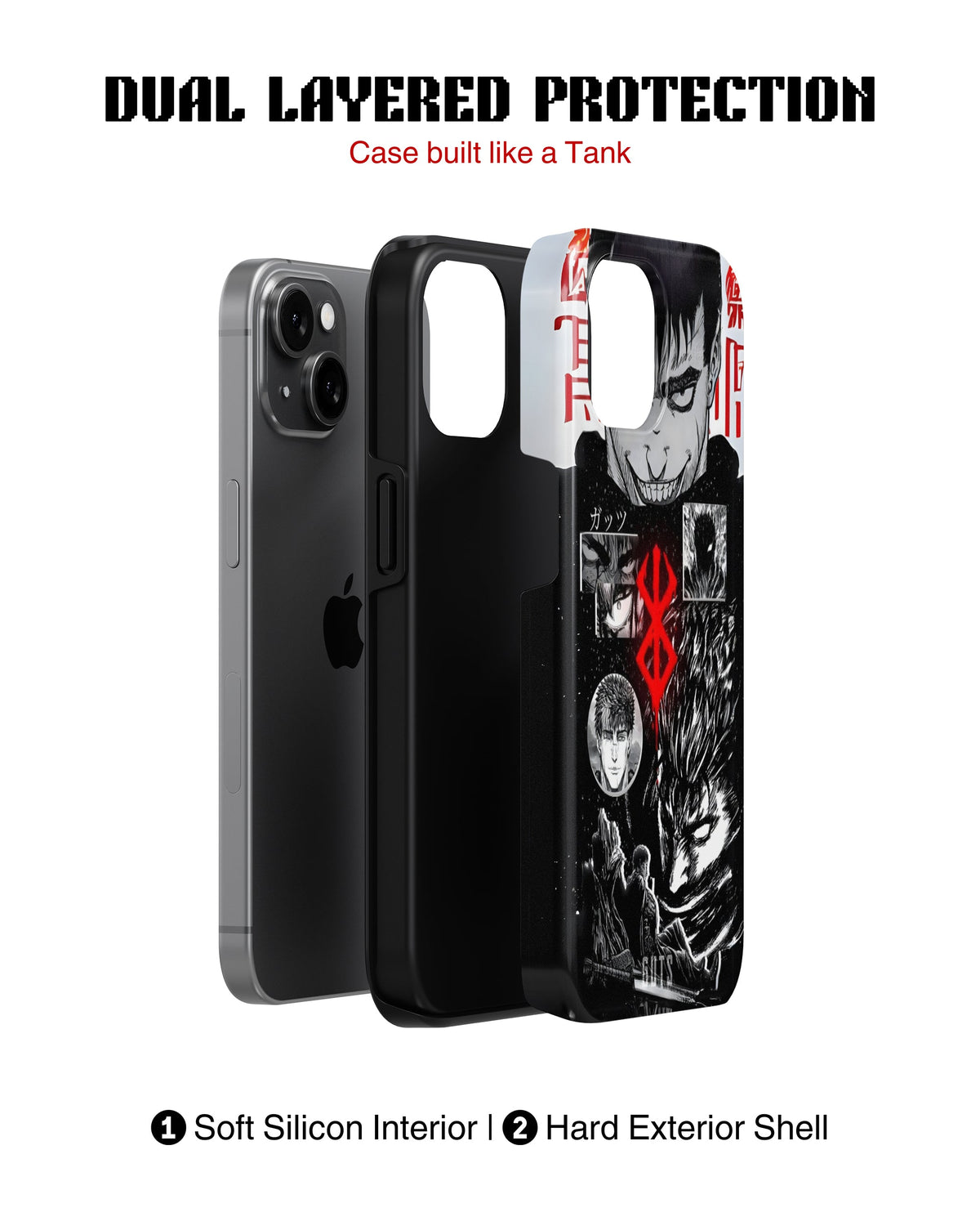 iPhone 15 Plus Tank Case | Anime (Black Swordsman)
