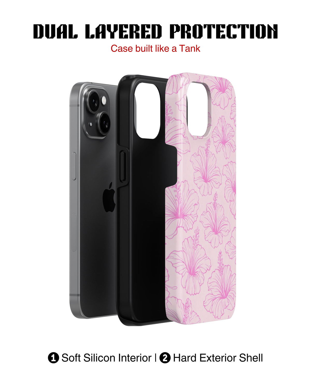 iPhone 11 Tank Case | Girls Aesthetics (Blush Hibiscus)