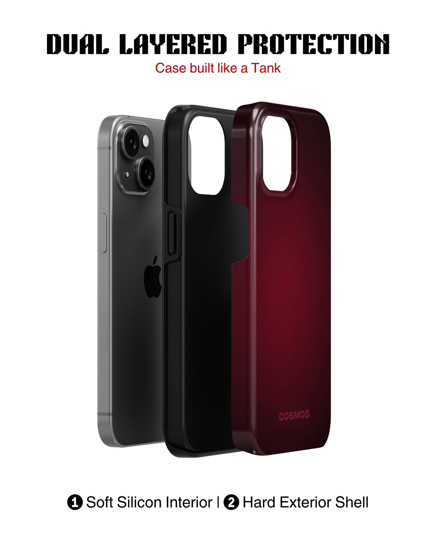 iPhone 16 Plus Tank Case | Textures (Burgundy Fade)