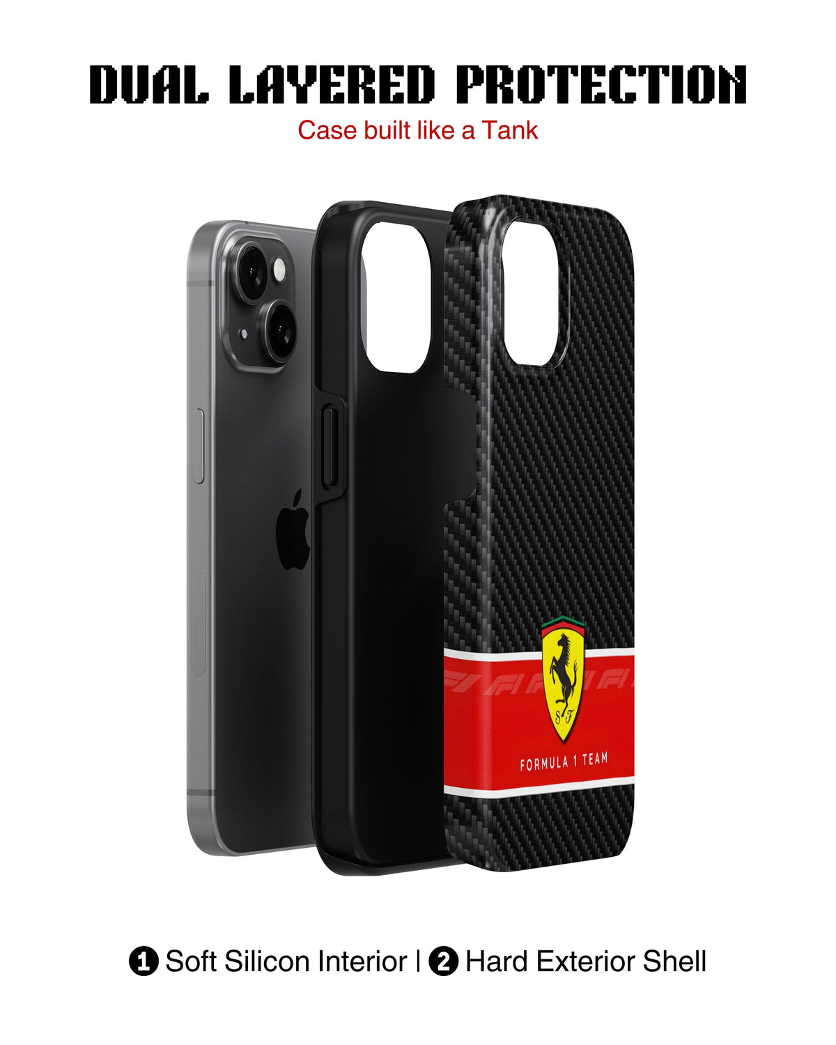 iPhone 16 Plus Tank Case | Formula 1 (Carbon Ferrari)