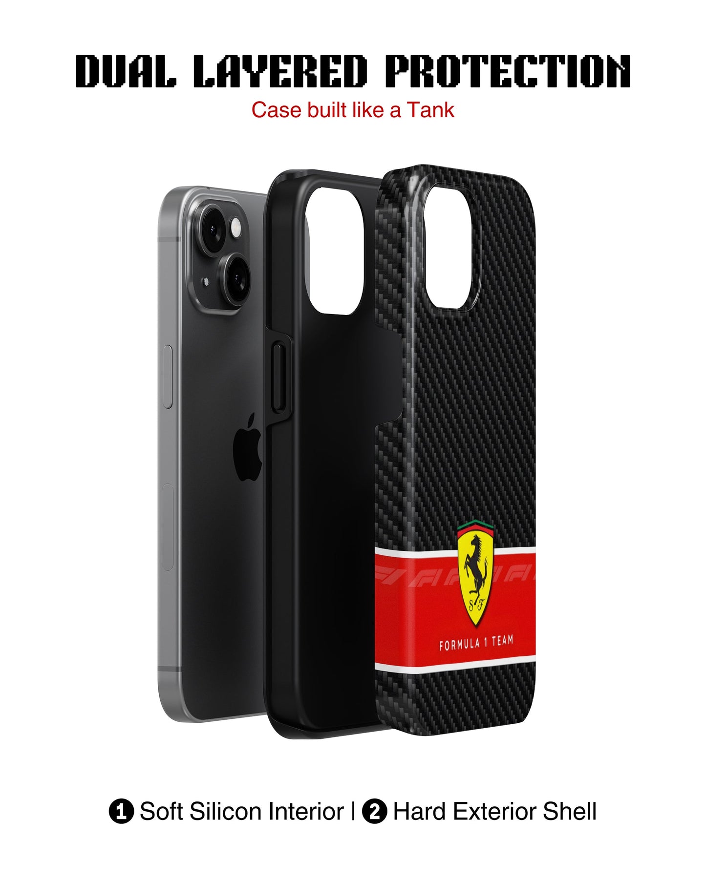 iPhone 14 Plus Tank Case | Formula 1 (Carbon Ferrari)