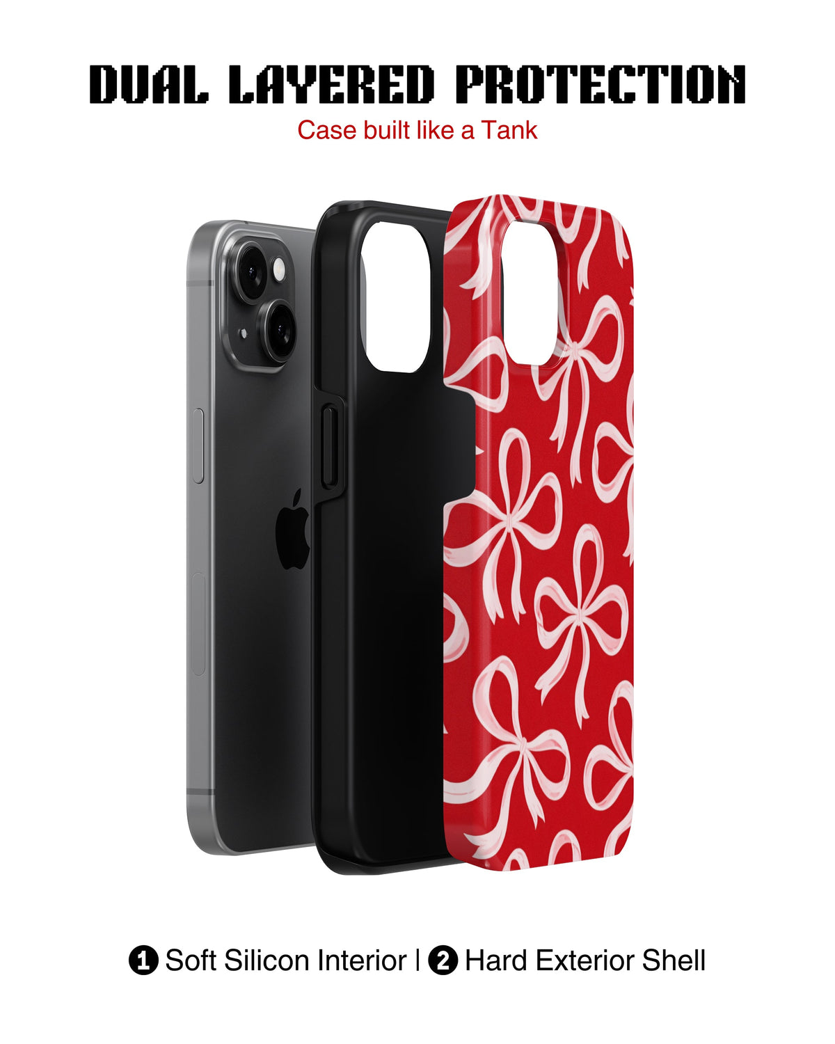 iPhone 14 Tank Case | Girls Aesthetics (Crimson Bows)