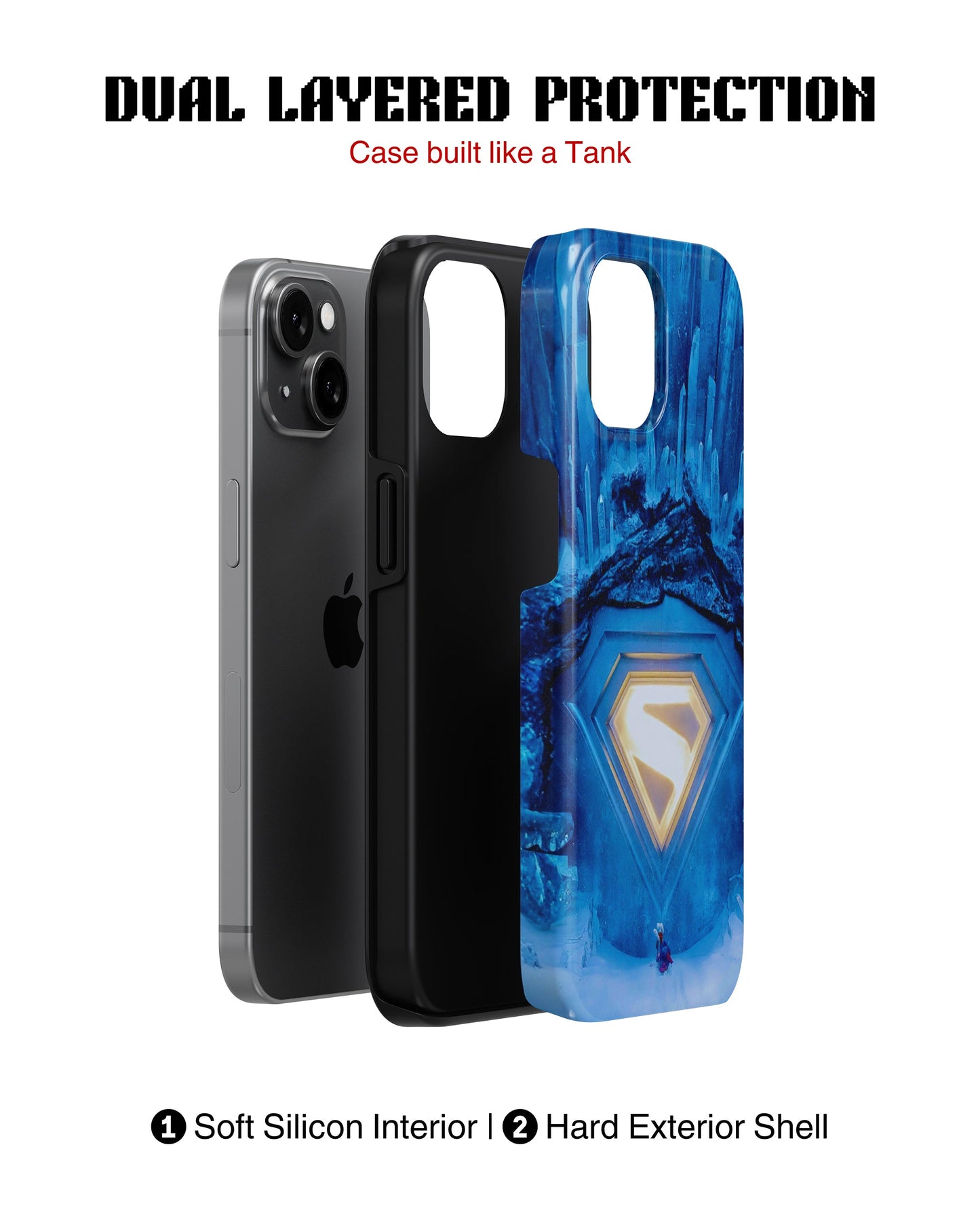 iPhone 15 Plus Tank Case | Superhero (Crystal Fortress)
