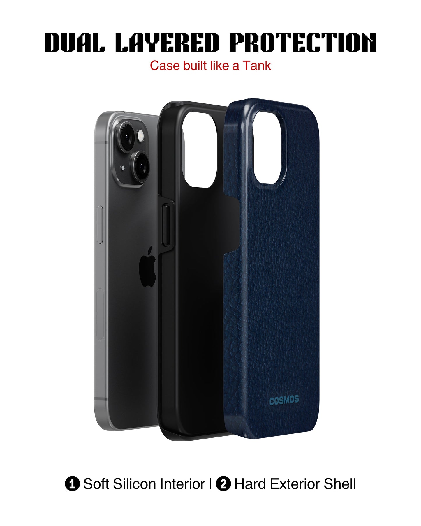 iPhone 15 Plus Tank Case | Textures (Deep Navy)