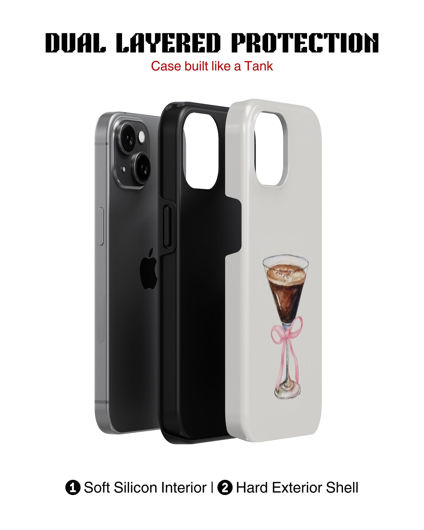 iPhone 16 Plus Tank Case | Girls Aesthetics (Espresso Bow)