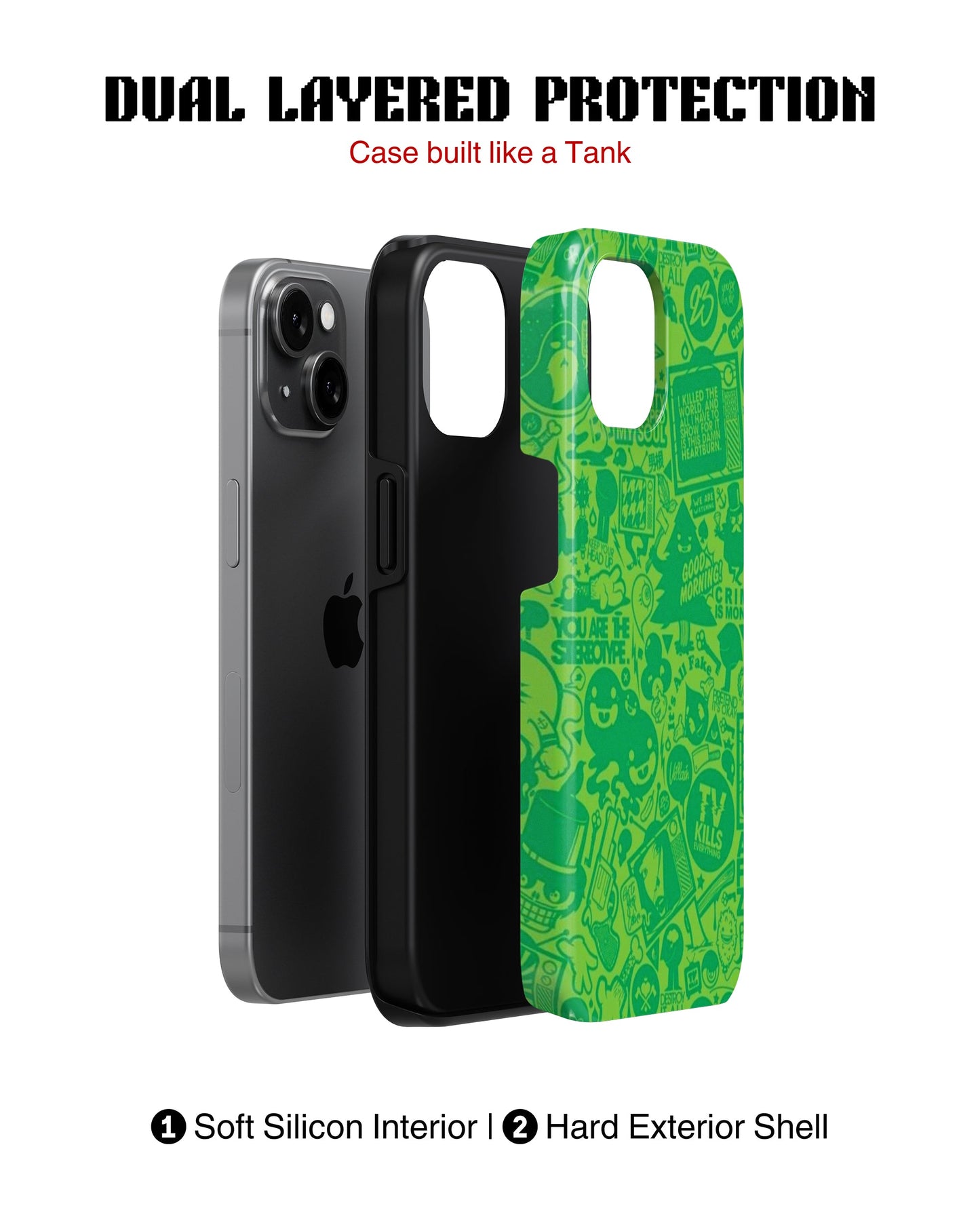 iPhone 16 Tank Case | Modernism (Green Chaos)