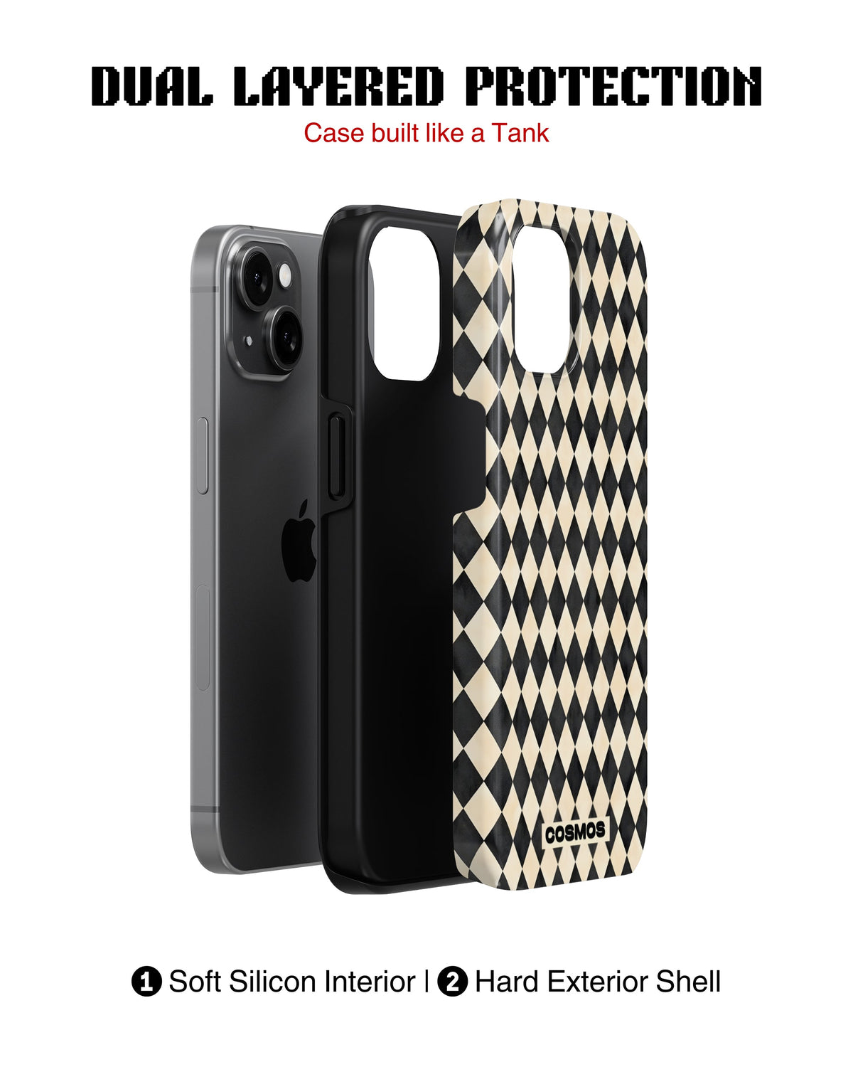 iPhone 13 Tank Case | Textures (Harlequin Ivory)