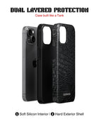 Samsung Galaxy S25 Tank Case | Textures (Obsidian Croc)