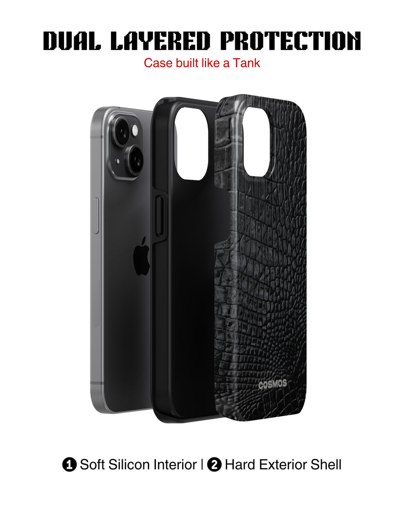 Samsung Galaxy S25 Tank Case | Textures (Obsidian Croc)