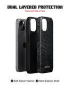 iPhone 13 Mini Tank Case | Textures (Obsidian Croc)