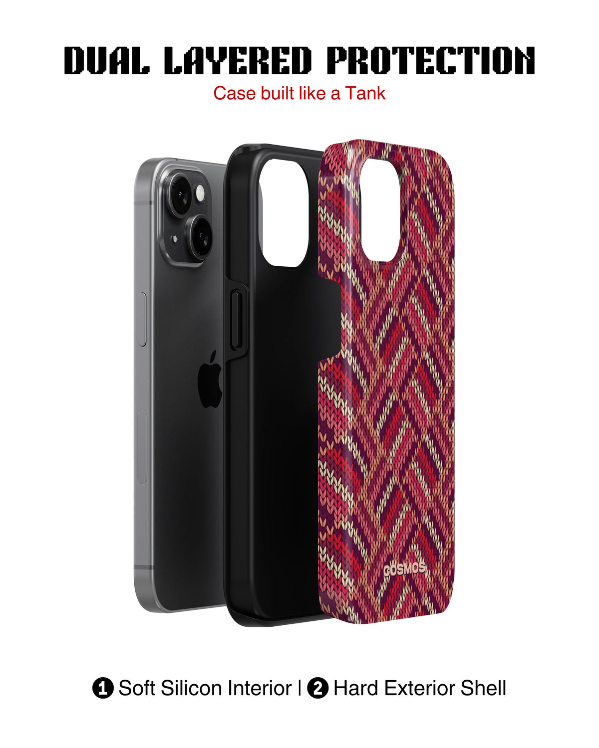 iPhone 14 Tank Case | Textures (Ruby Weave)