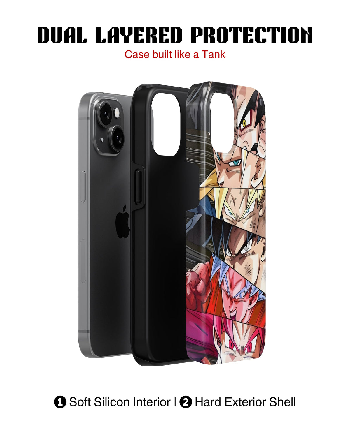 iPhone 15 Plus Tank Case | Anime (Saiyan Faces)