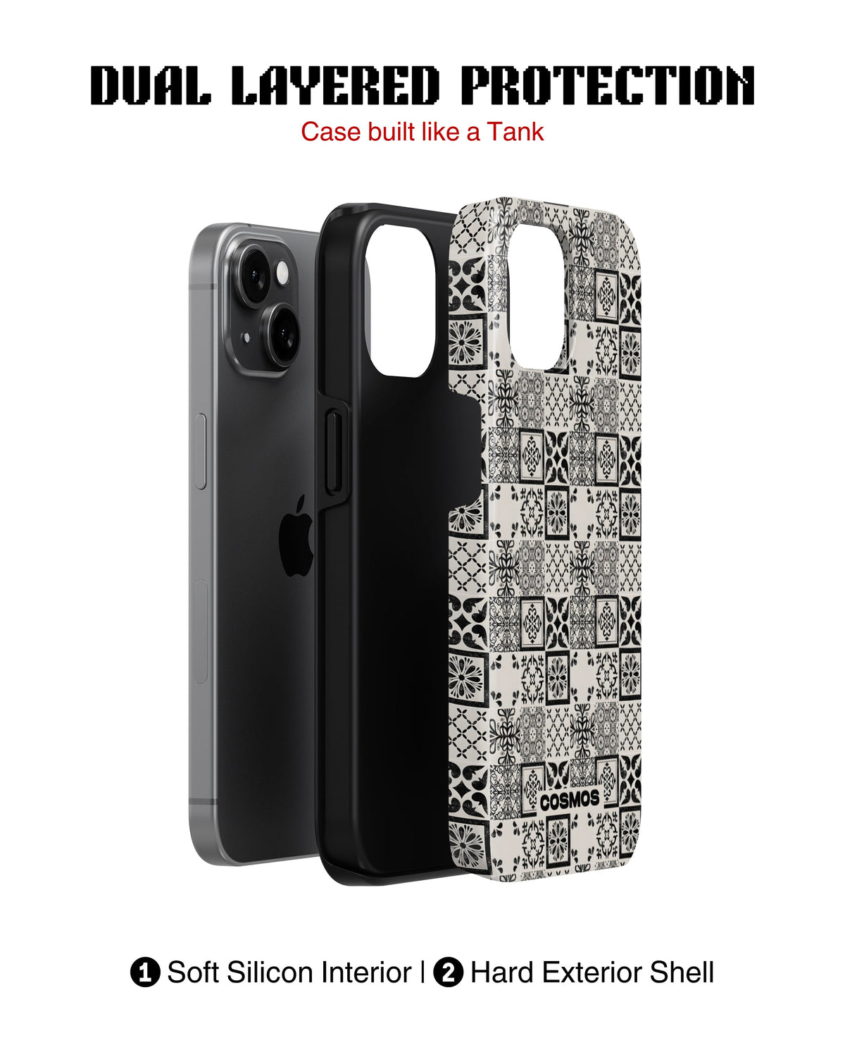iPhone 15 Plus Tank Case | Textures (Vintage Mosaic)