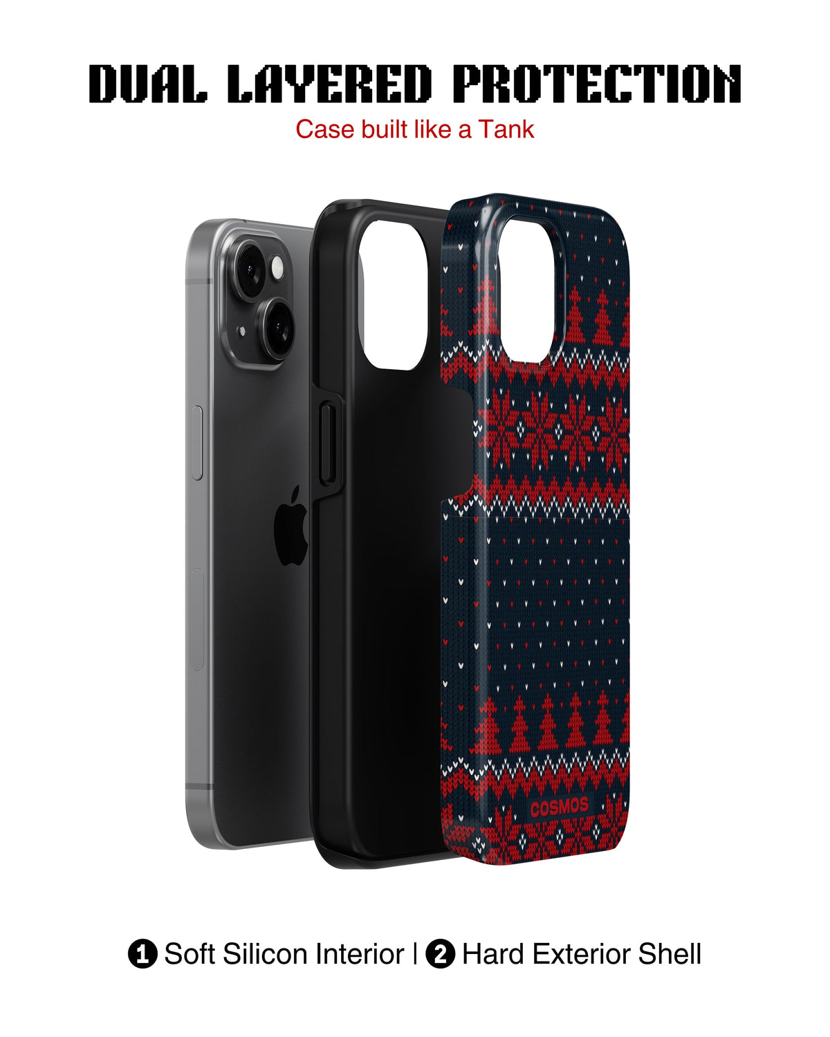 iPhone 15 Plus Tank Case | Textures (Winter Pines)