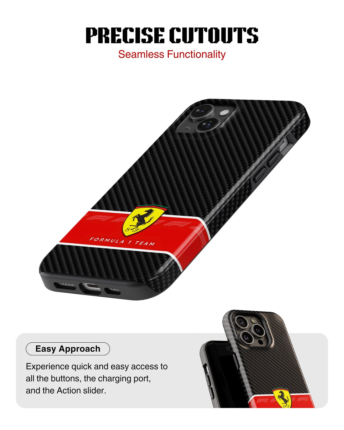 iPhone 16 Plus Tank Case | Formula 1 (Carbon Ferrari)