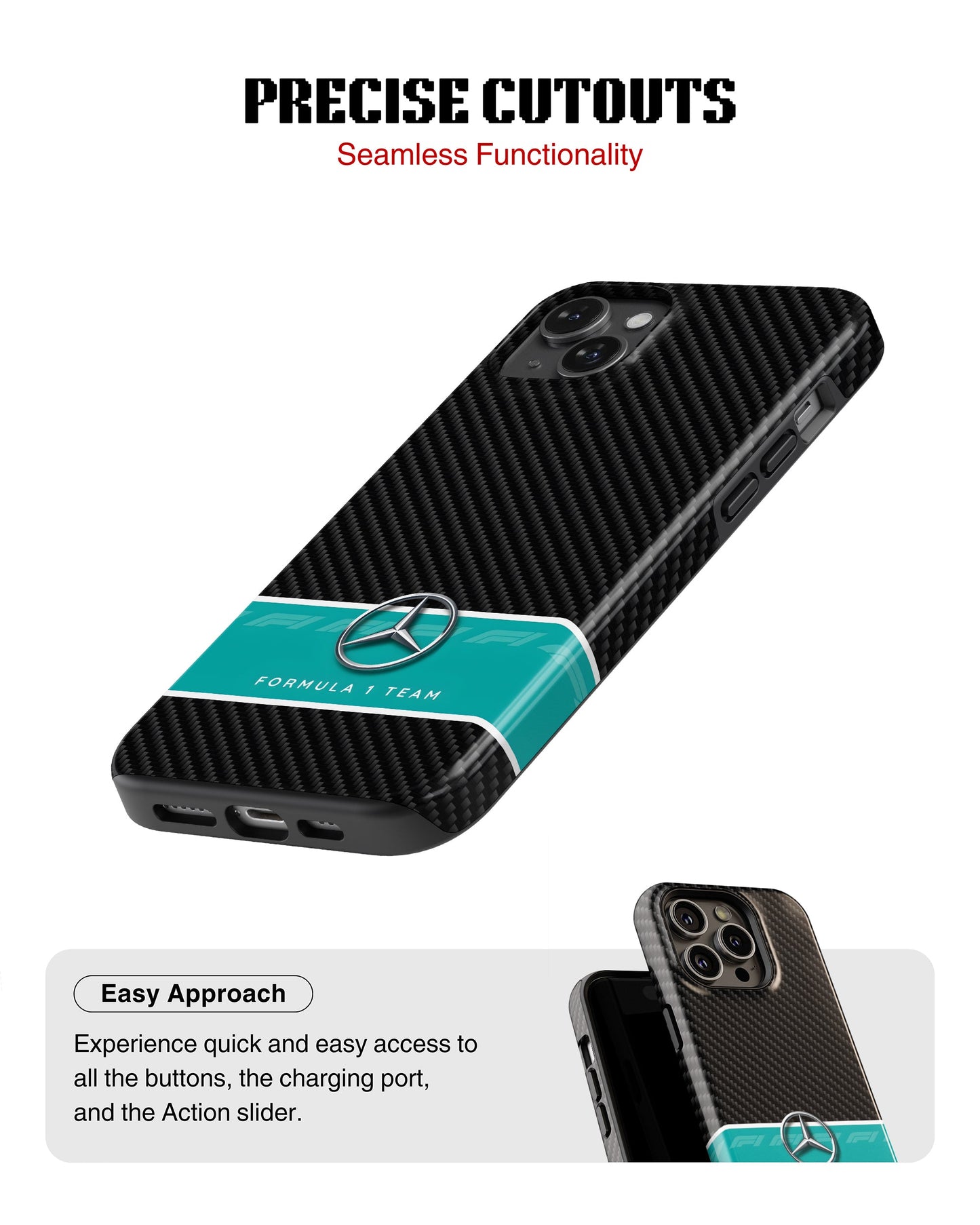 iPhone 13 Mini Tank Case | Formula 1 (Carbon Mercedes)