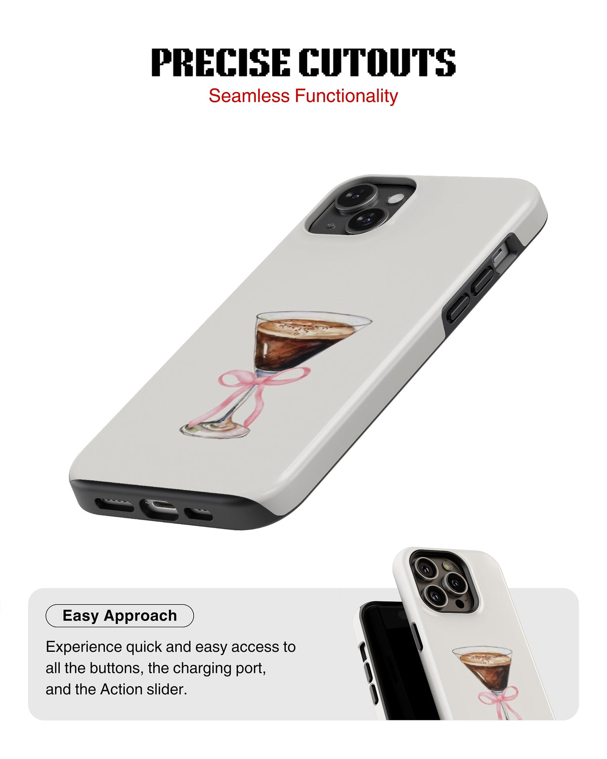 iPhone 16 Plus Tank Case | Girls Aesthetics (Espresso Bow)