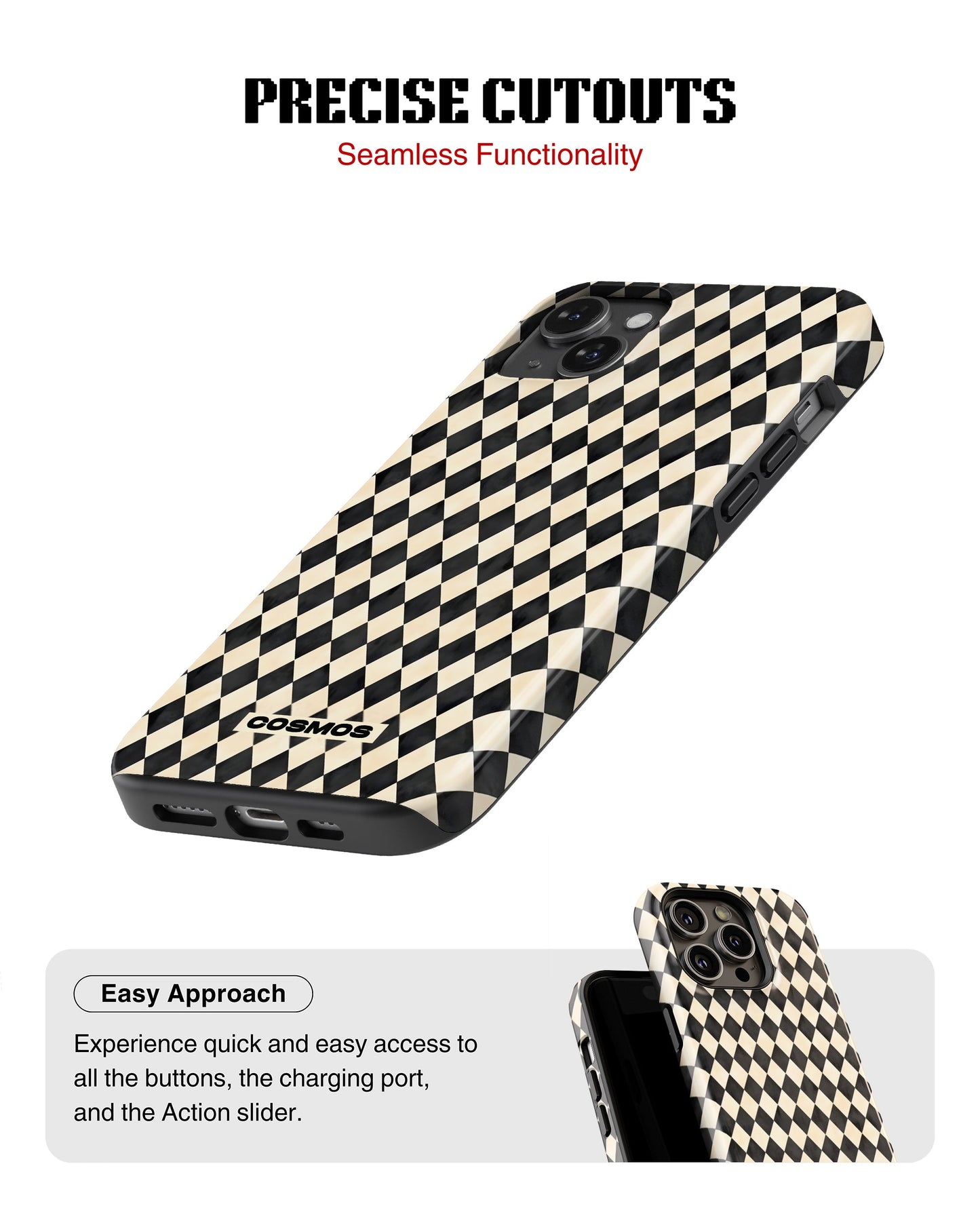 iPhone 14 Tank Case | Textures (Harlequin Ivory)