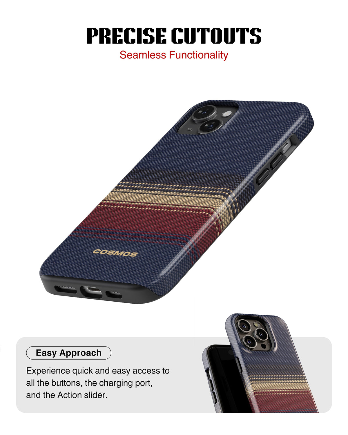 iPhone 14 Plus Tank Case | Textures (Midnight Border)