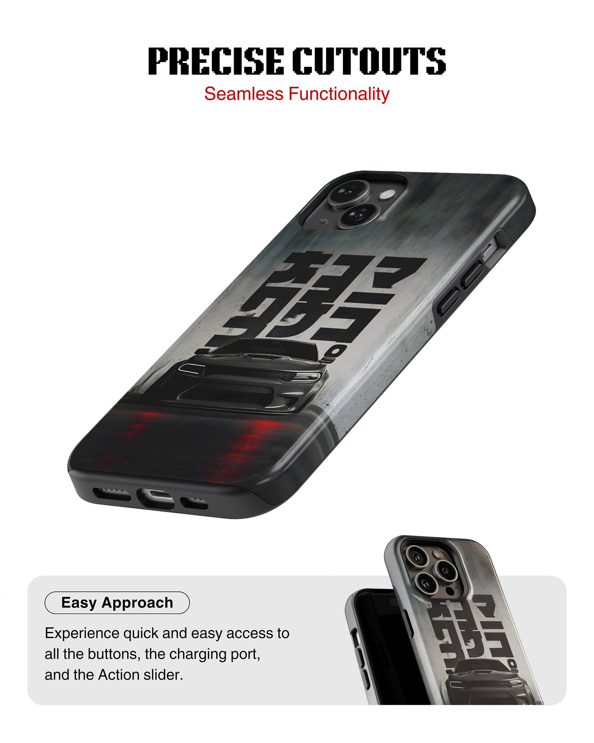 iPhone 15 Plus Tank Case | Sports Car (Midnight Kanji)