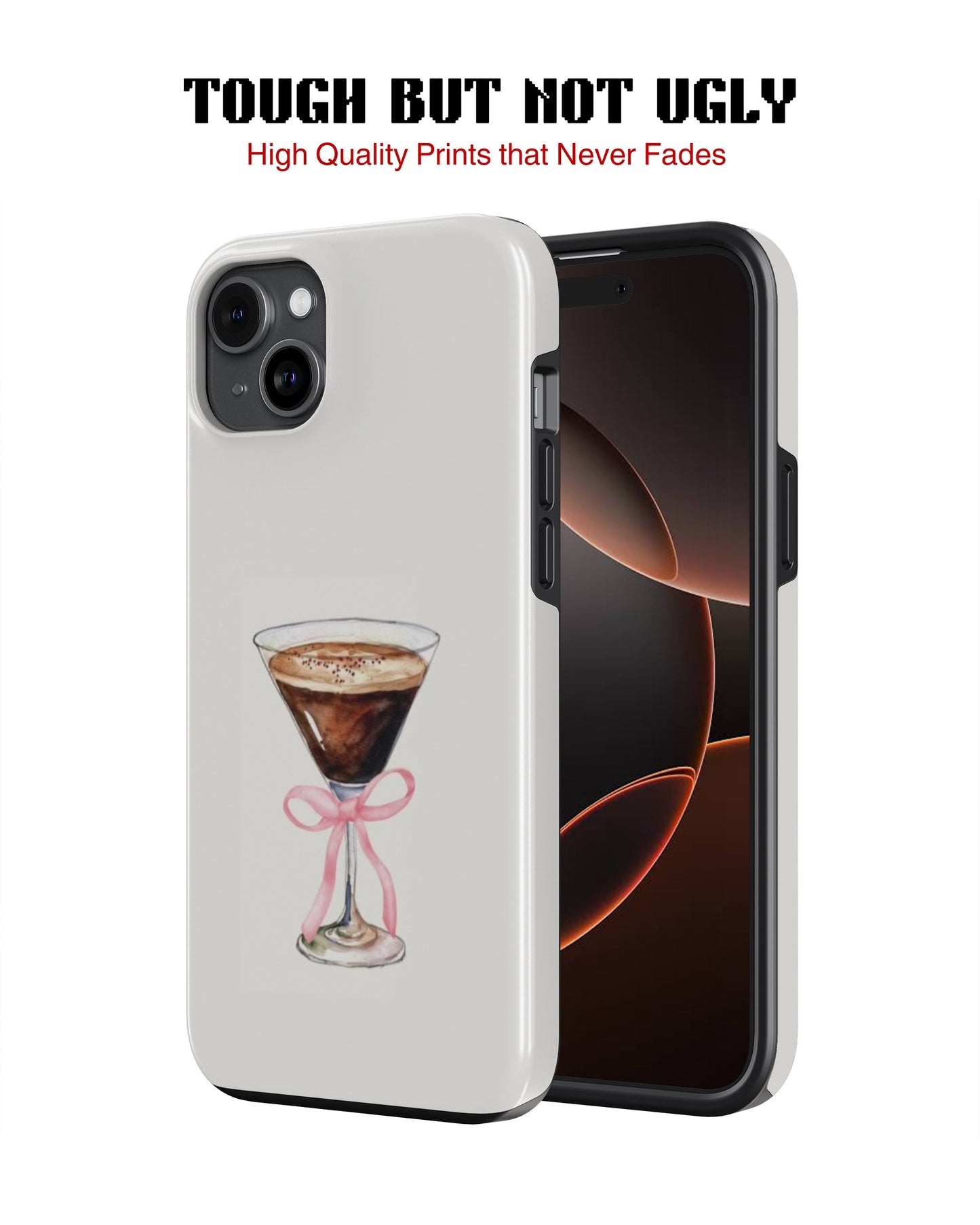 iPhone 14 Plus Tank Case | Girls Aesthetics (Espresso Bow)